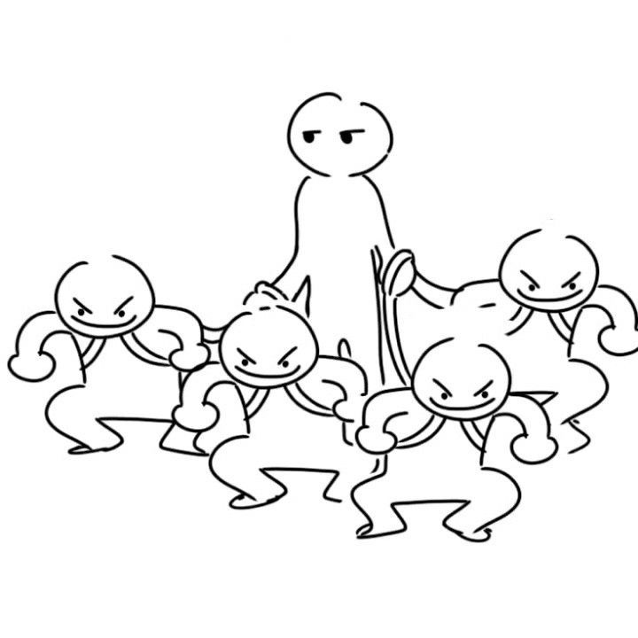 4 people on leash blank template