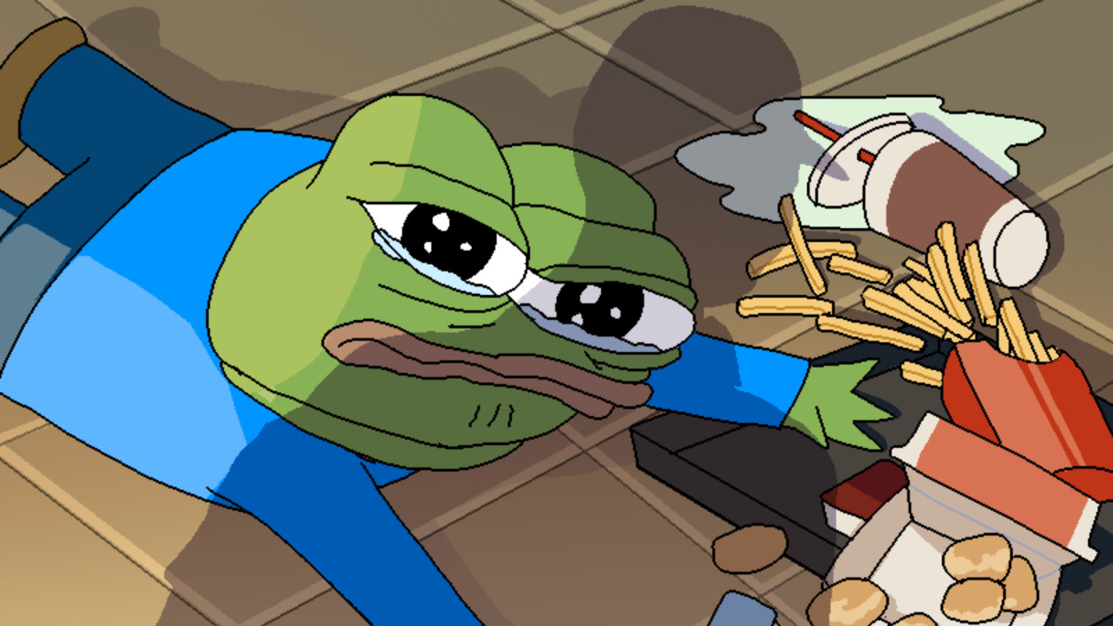 Pepe with dropped food blank template