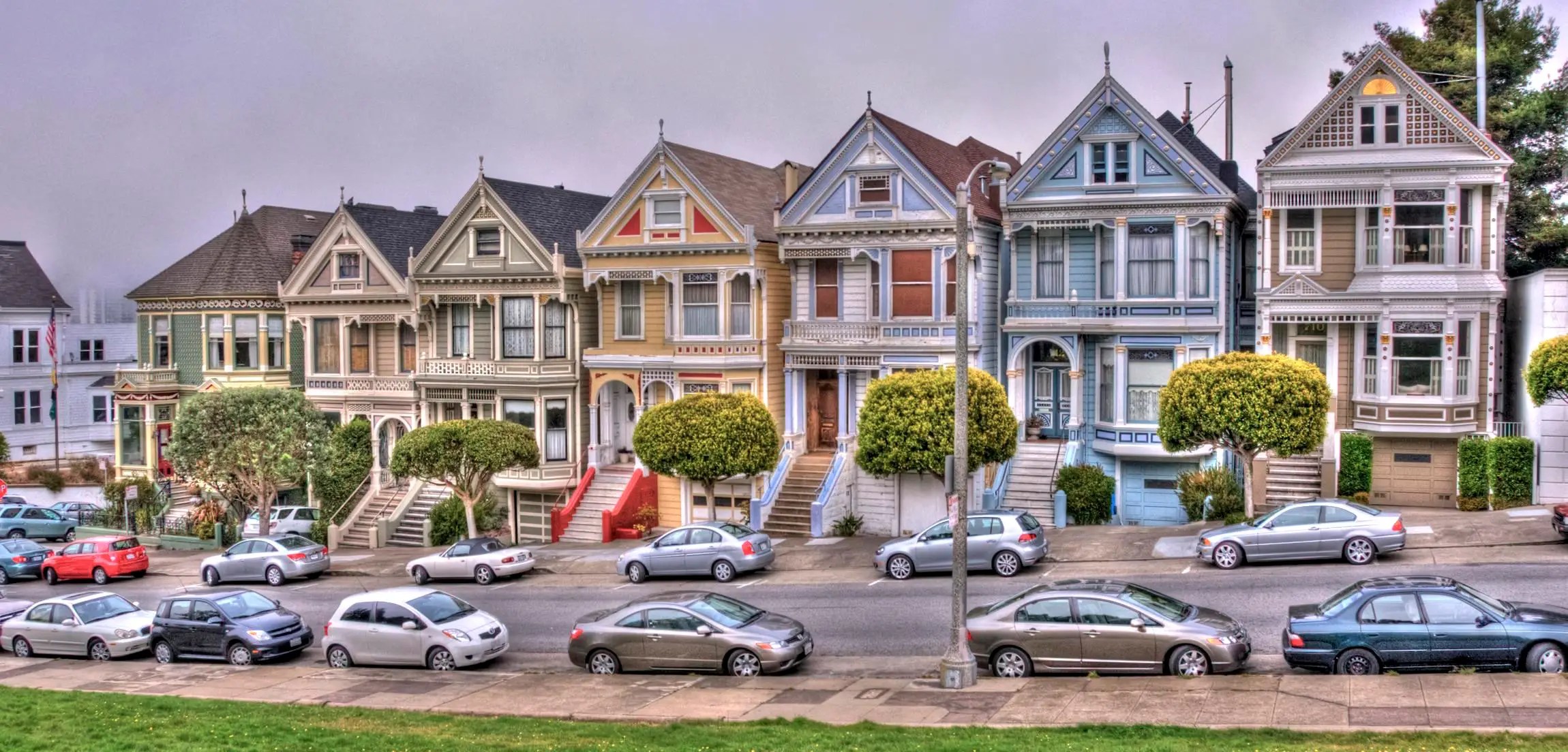Grassy square, san francisco’s ‘painted ladies’ houses, view of downtown. Rental Prices Are Soaring Around The Us