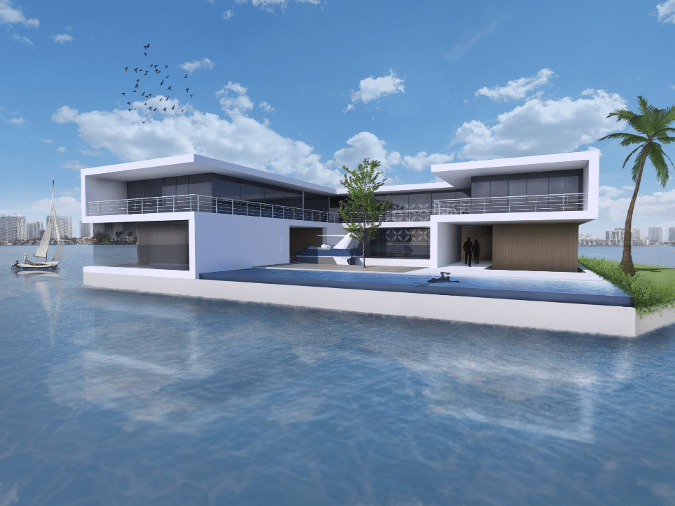Floating Villa Waterstudio Copy Waterstudio - Download Incredible Light Illustration | Retina