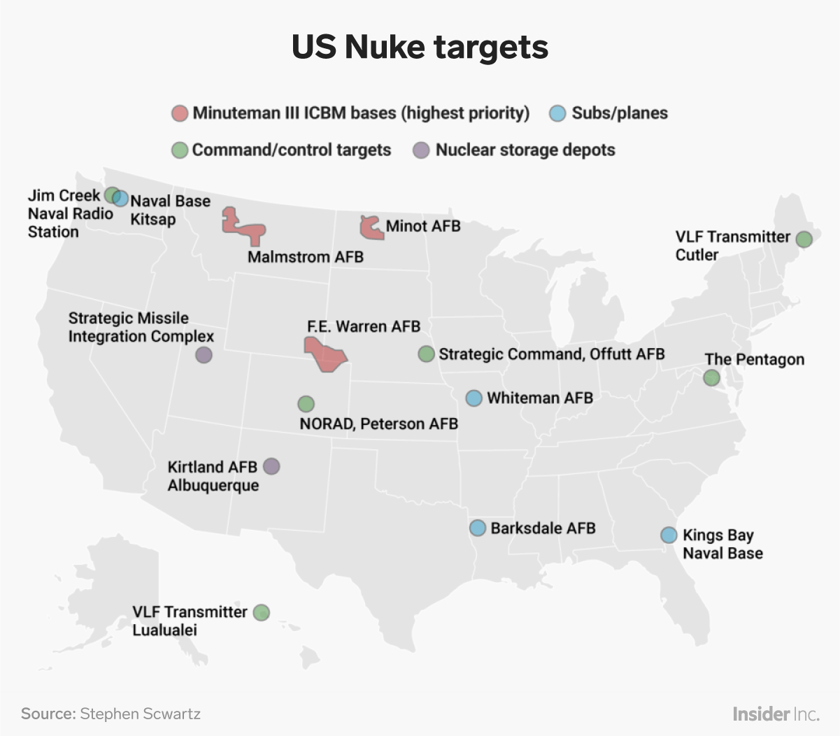 Us Nuclear Targets Mapped Vivid Maps - Ultra HD Dark Pattern - Ultra HD