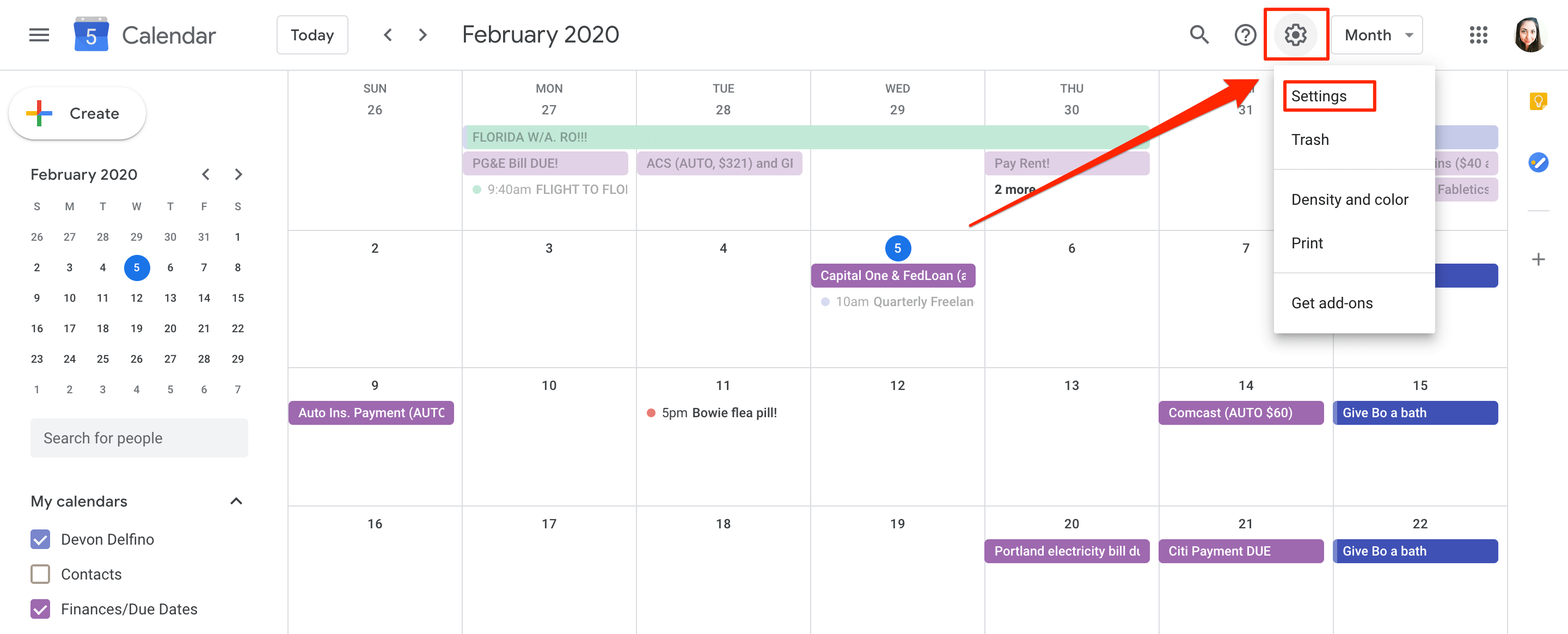 Set google calendar time zone