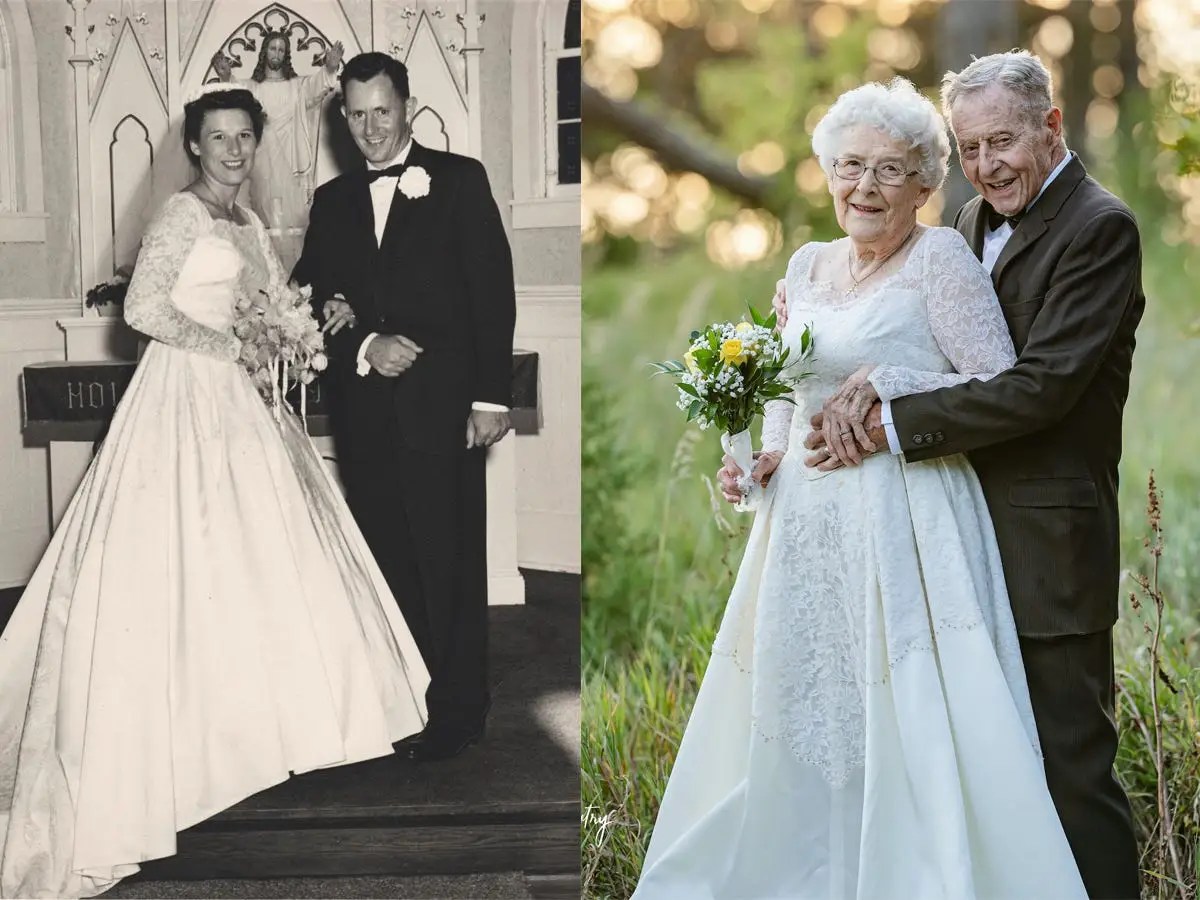 A Couple Wore Their Original Wedding Attire For An Adorable 60th Anniversary Photo Shoot Business Insider