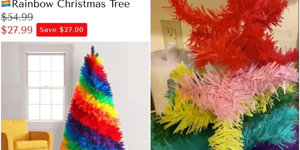 Editable Rainbow Christmas Tree Ceramic Ornament Zazzle Ca