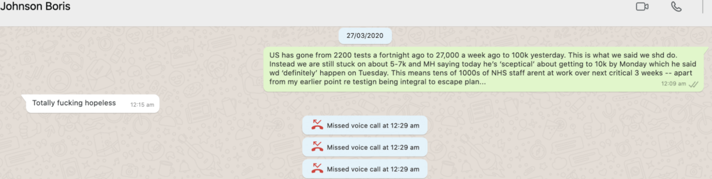 He shared a whatsapp message with the bbc's laura kuenssberg apparently sent by the prime minister on october 15, when aides were urging him . Boris Johnson Called Matt Hancock Totally F Ing Hopeless Cummings