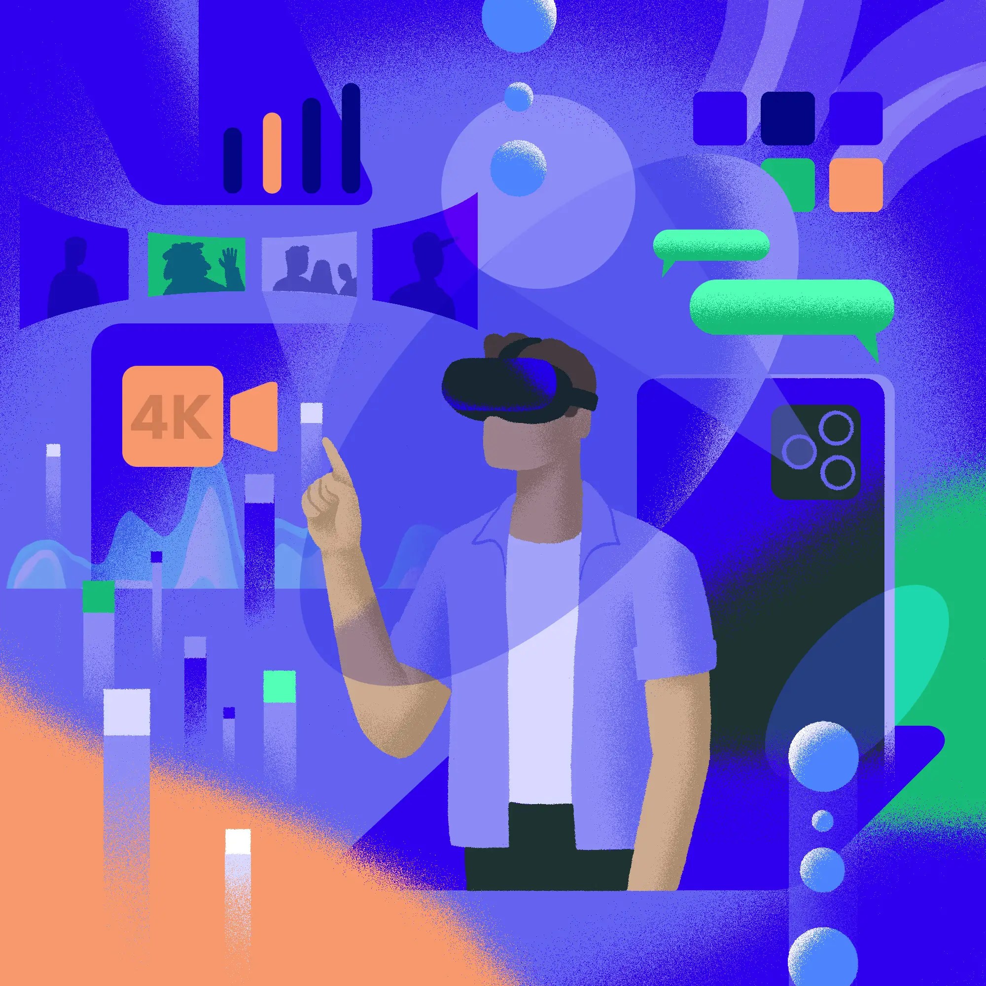 Technology Wireless Energy Smarttechnology Usa 5g - Modern Colorful Background - 4K