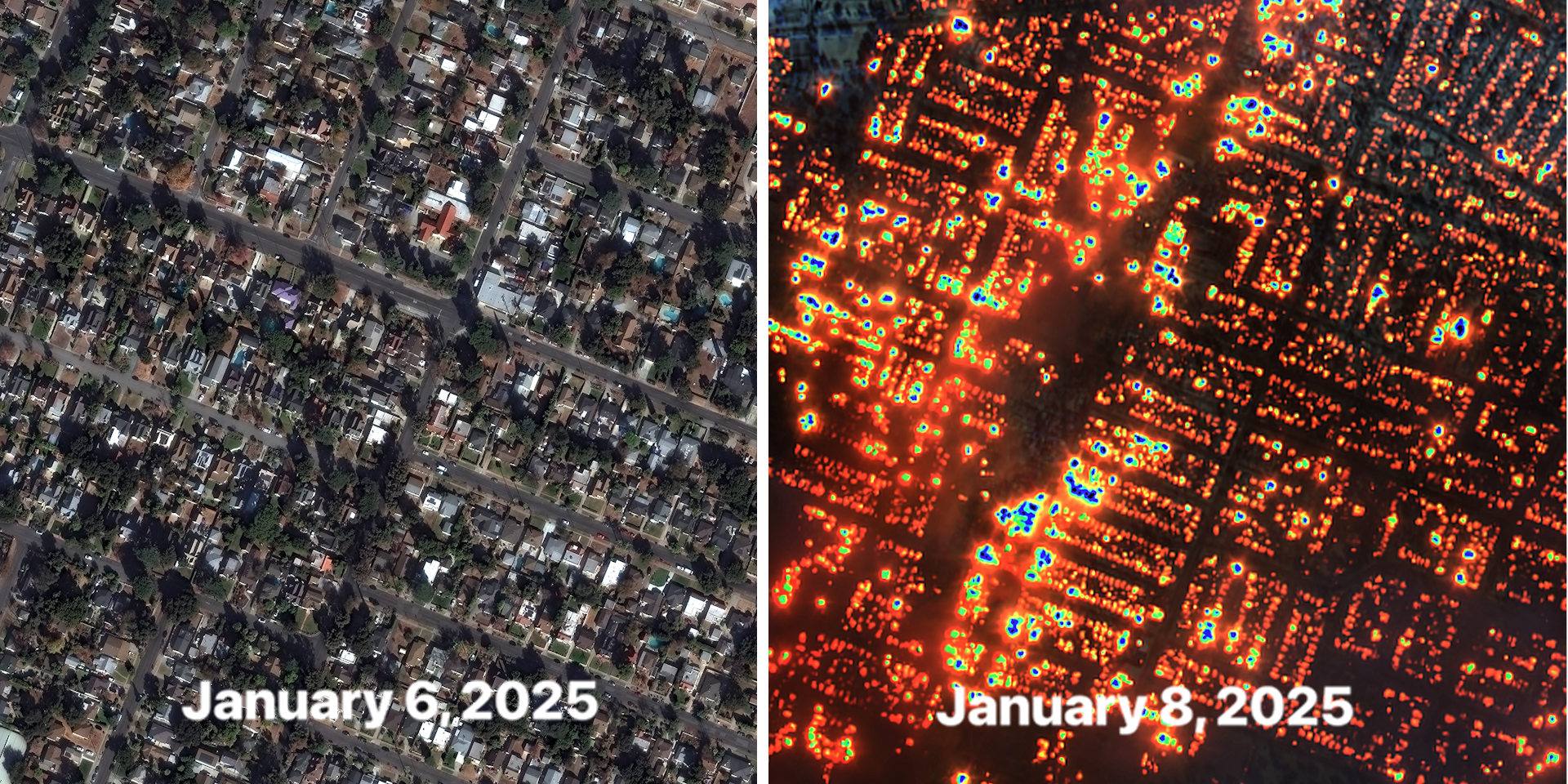 Satellite images of the California wildfires