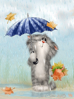 Crease the head so his mout. Cute Kitten with umbrella in the rain: Autumn :: Animated Pictures :: MyNiceProfile.com