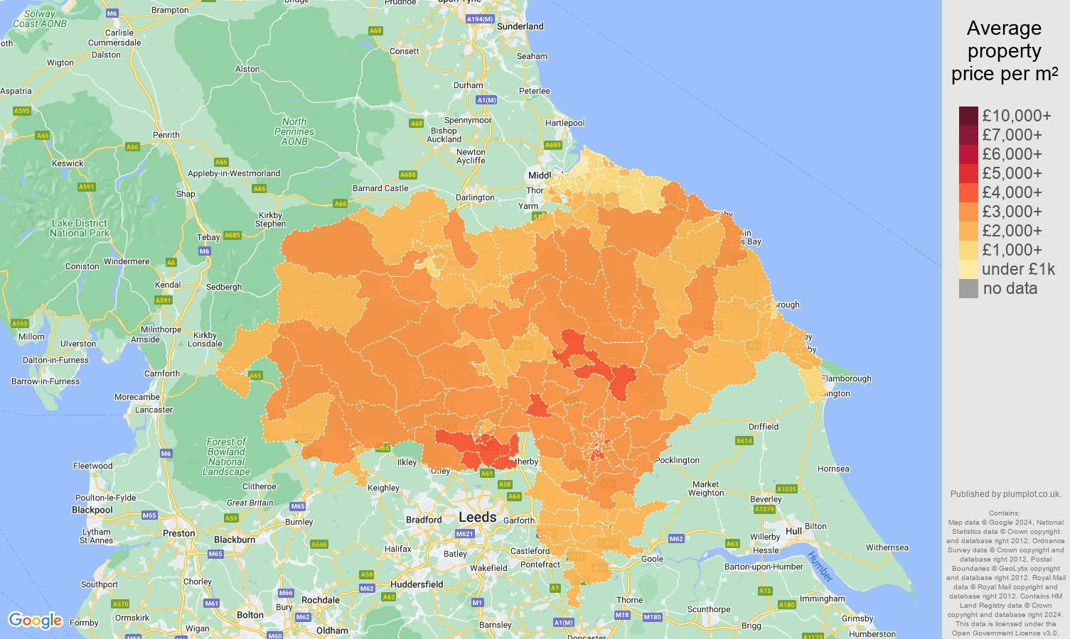 North Yorkshire House Prices Per Square Metre In Maps And Graphs 1 2026 North Yorkshire House Prices Per Square Metre Map 