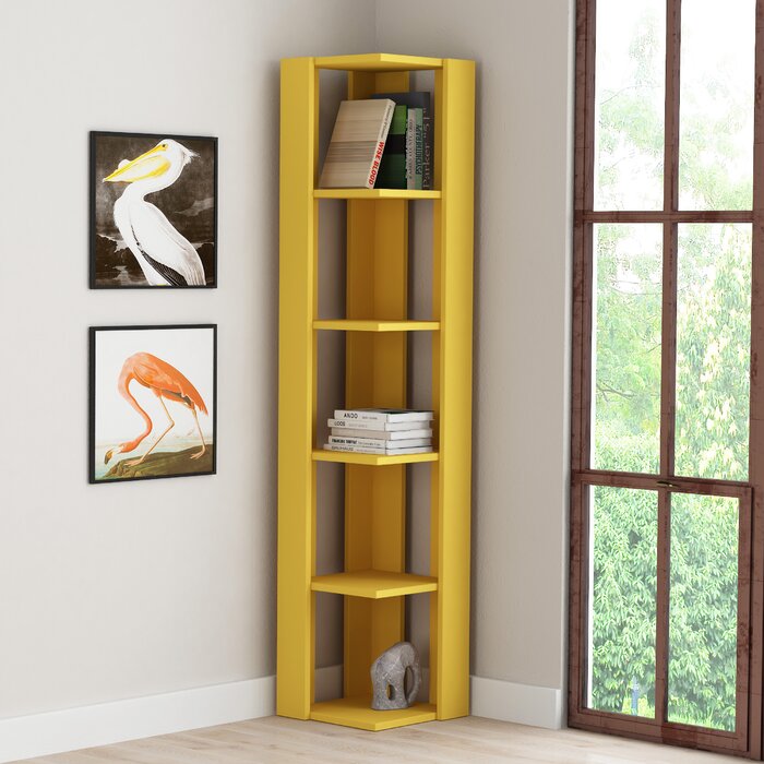 Corner Bookcase Modern Bookshelf Shelving Wood Display Office Home Shelves Decor Ebay