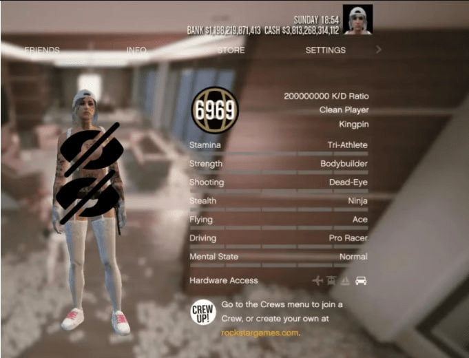 Buy Epic GTA 5 Modded Account Level 6969 5 Trillion 45 Modded Image 