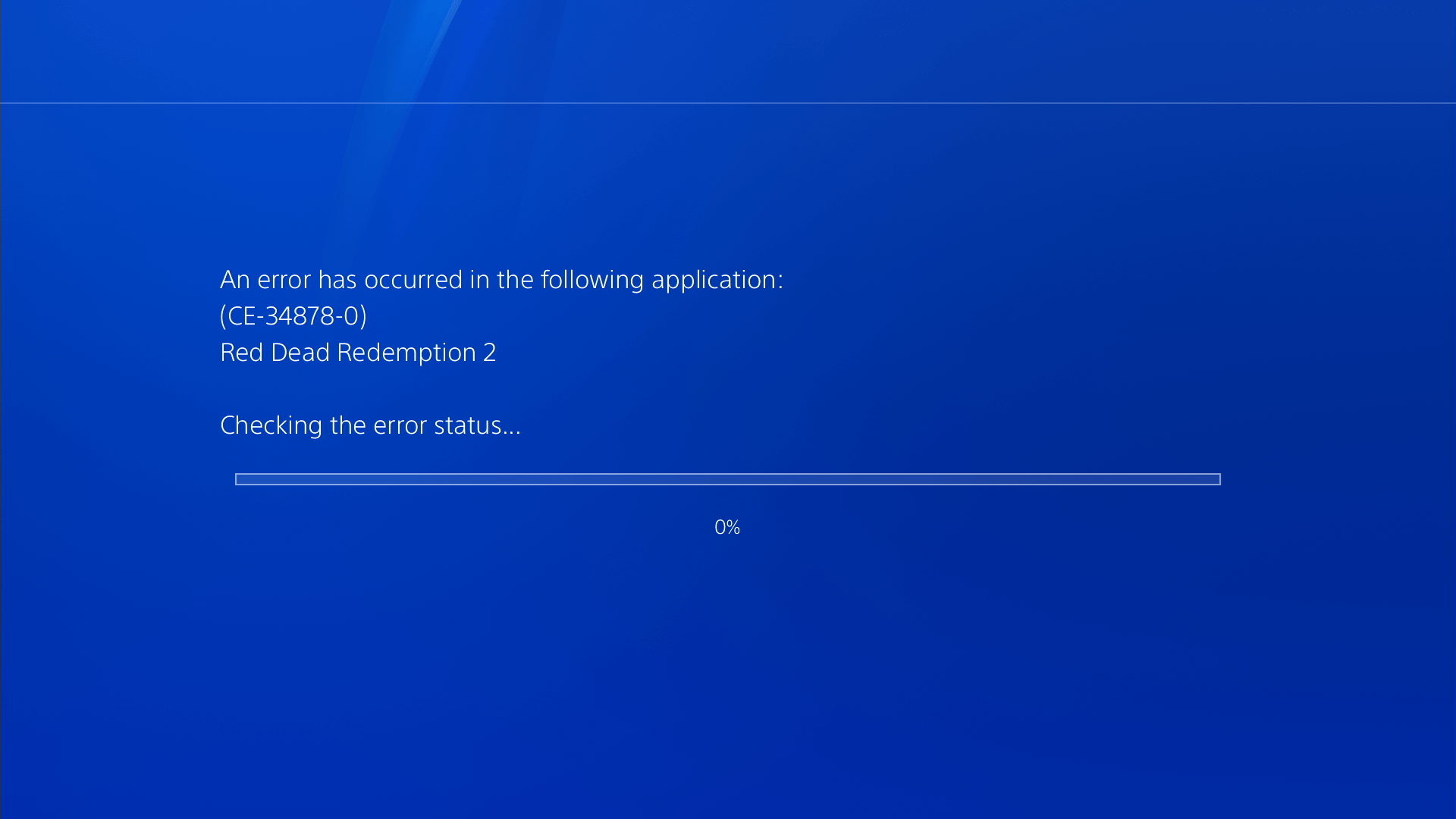 If the error occurs with . CE-34878-0 "Read Dead Online: Crash Simulator" Every
