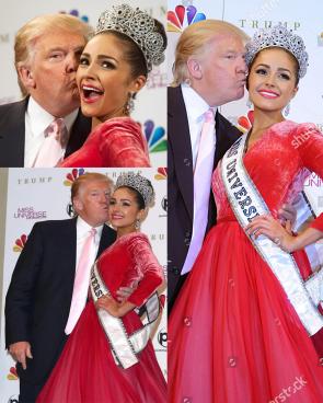Trump kissing Miss Universe Olivia Culpo