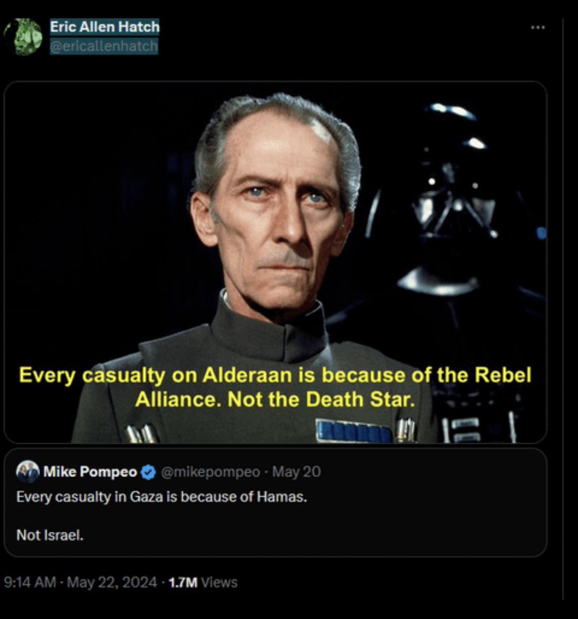 The Israeli drone strikes with US labeled munitions are actually Hamas! :  rStarWarsleftymemes