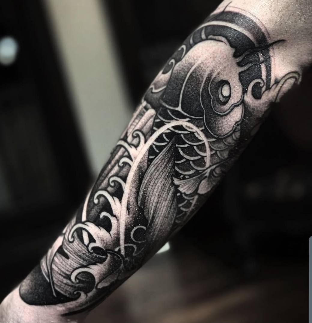 Start To A Black And Grey Japanese Style Sleeve Done By Joshua Westwick Requiem Tattoo Gallery In Williamstown Melbourne Australia Tattoos