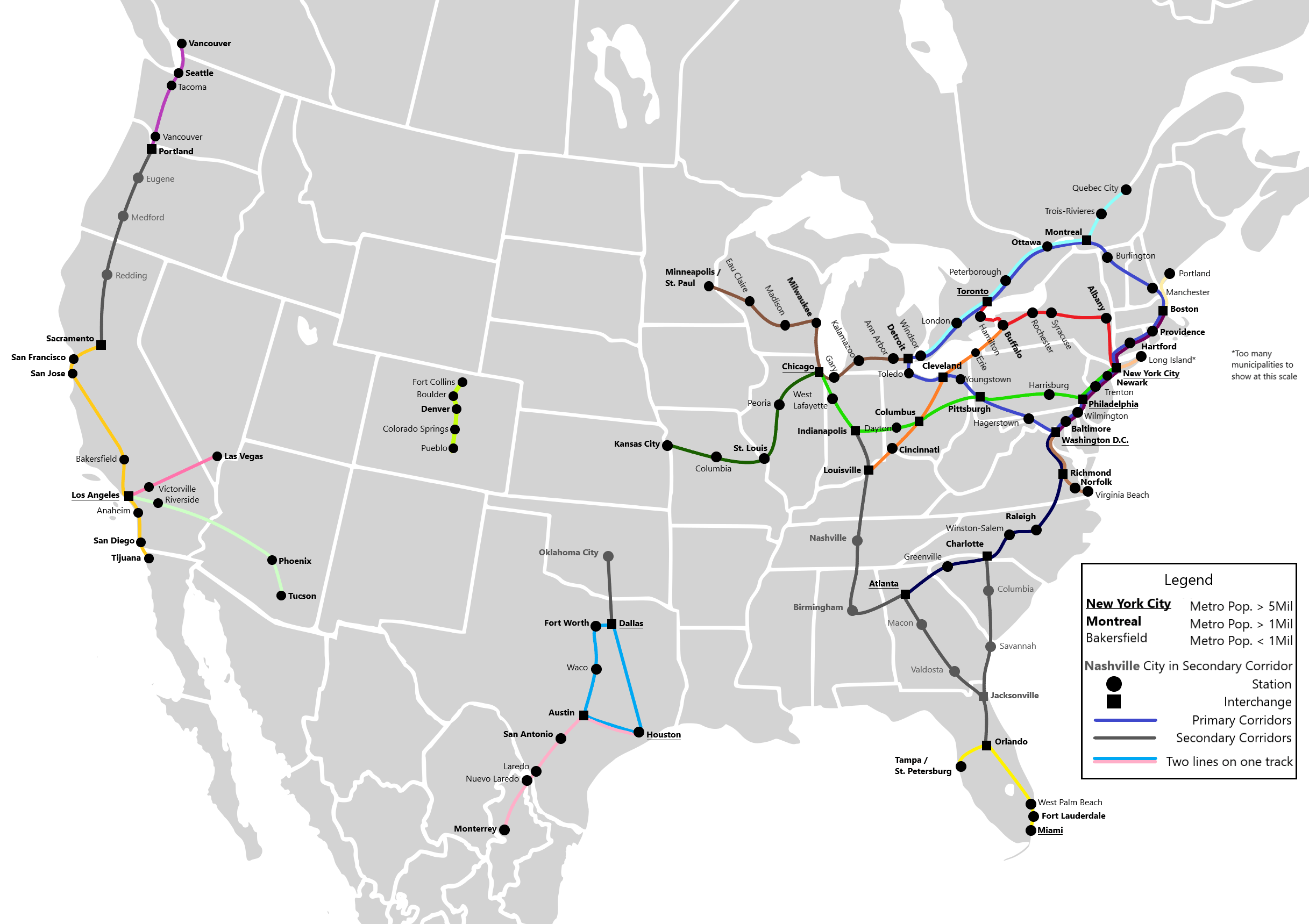 North American Railroad Map 