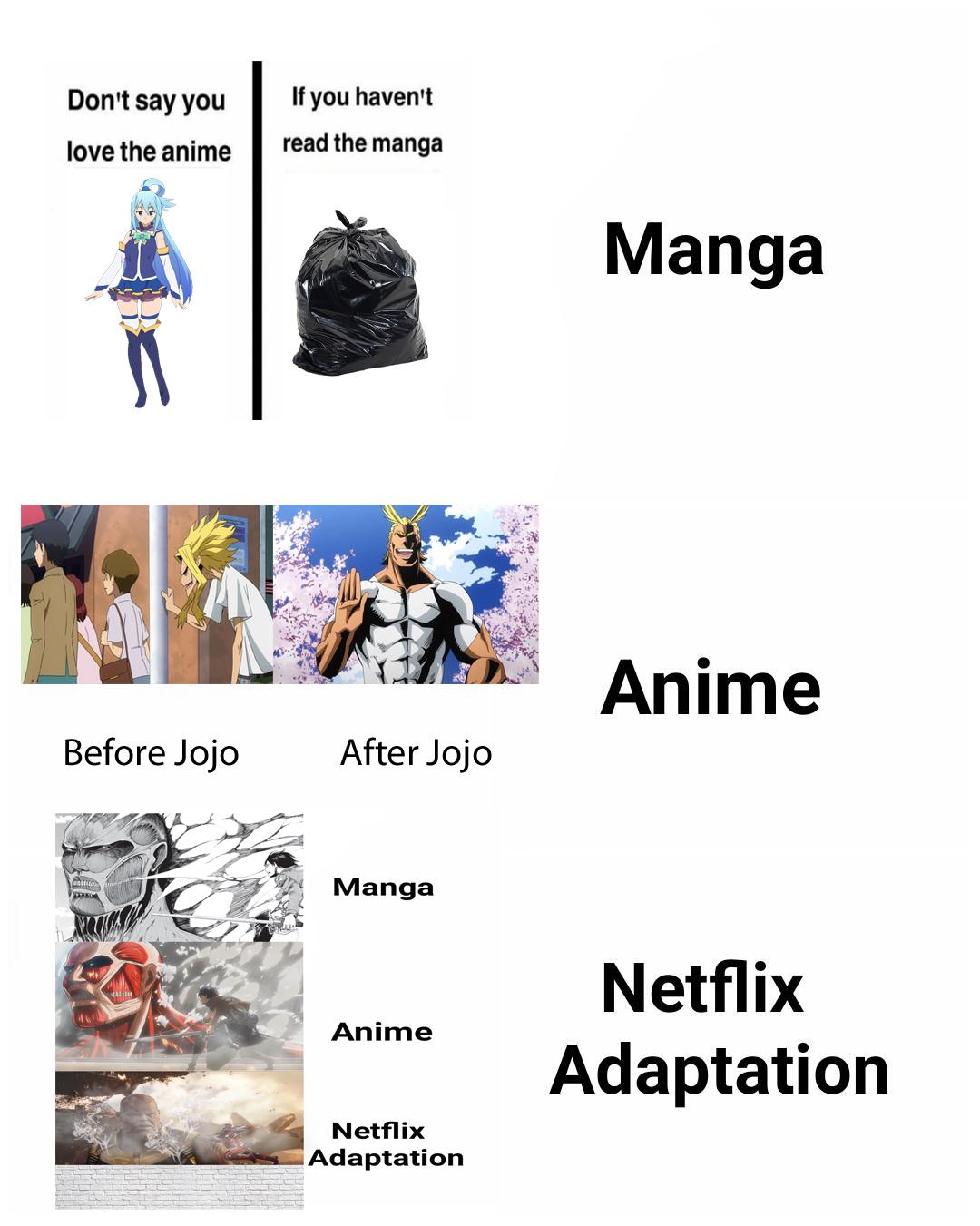 Interestingly enough, there are several reasons. Meta Netflix Adaptation Meme R Animemes
