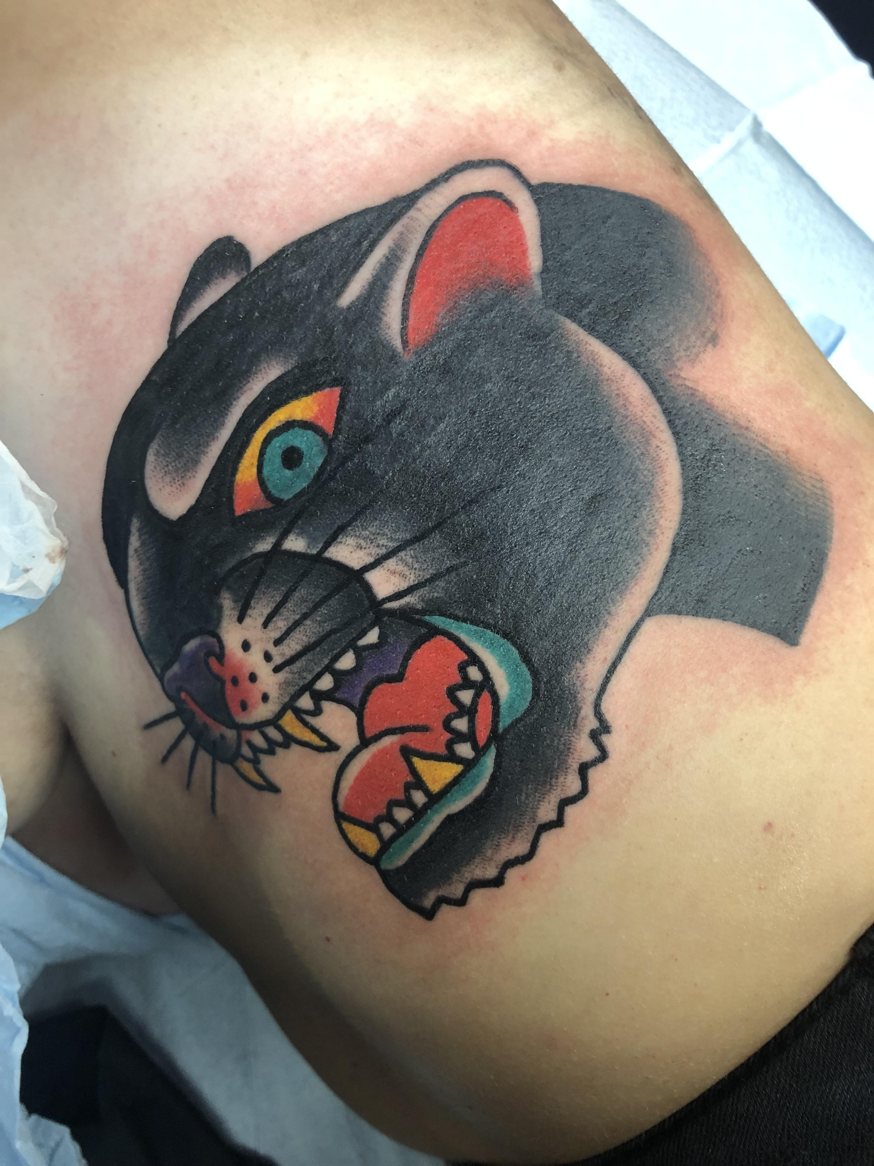 Panther Head Cover Up Done By Kane Gordon At Inksmith And Rogers In Jacksonville Fl Tattoos