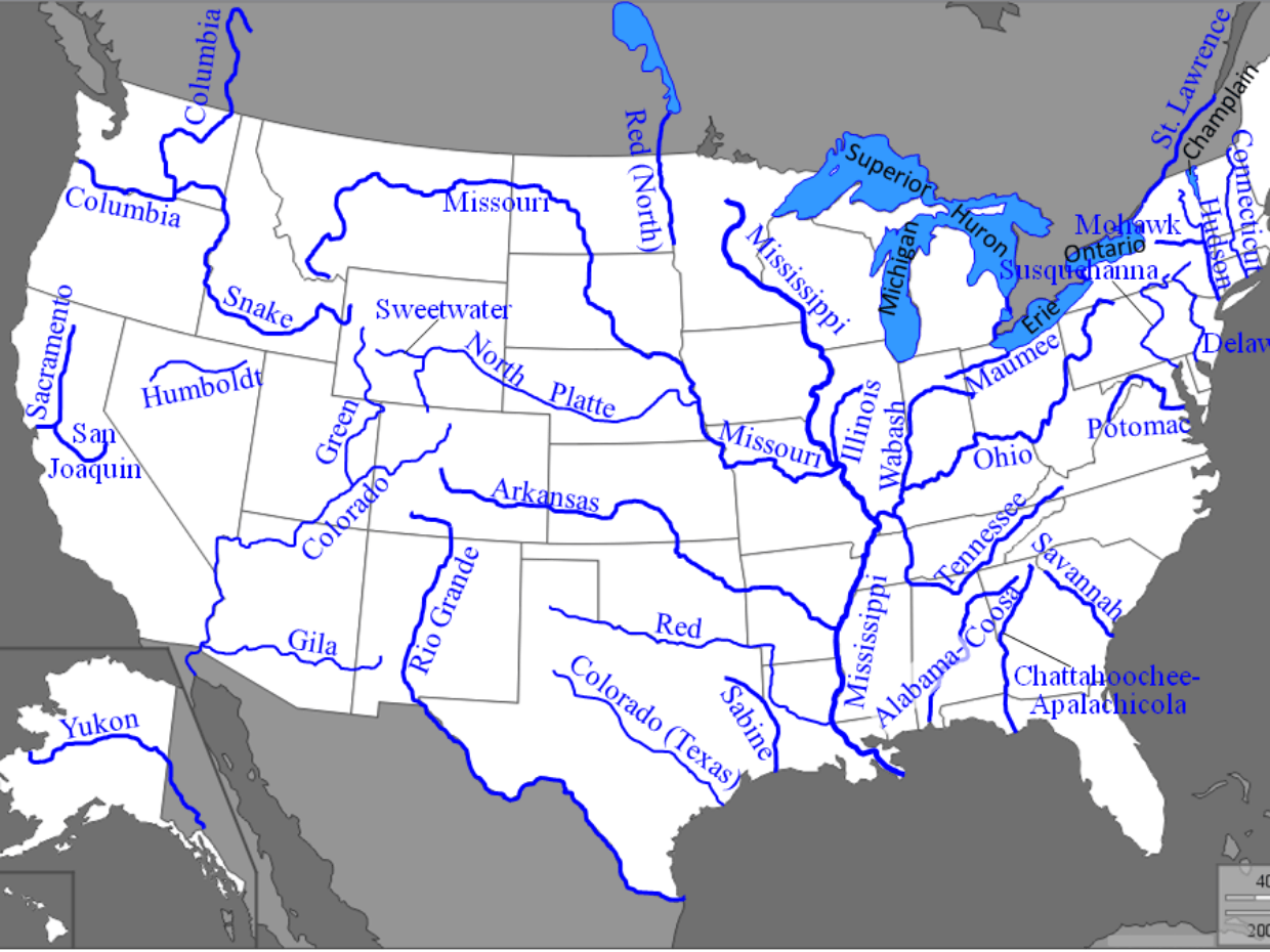 Map Of Major Rivers In The United States Zip Code Map 