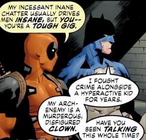 The reason Batman is immune to Deadpool. From Batman/Deadpool #1