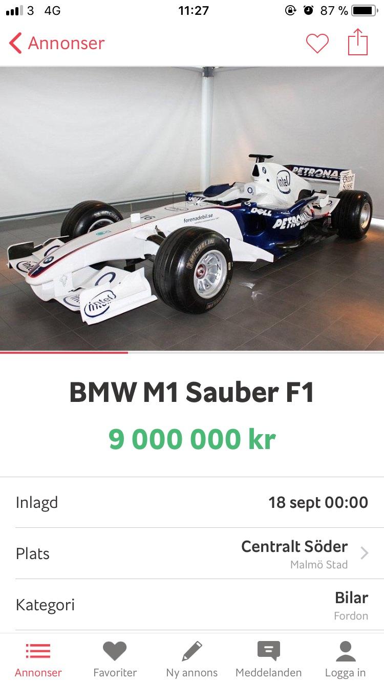 2006 Bmw F1 Car For Sale In Sweden Formula1