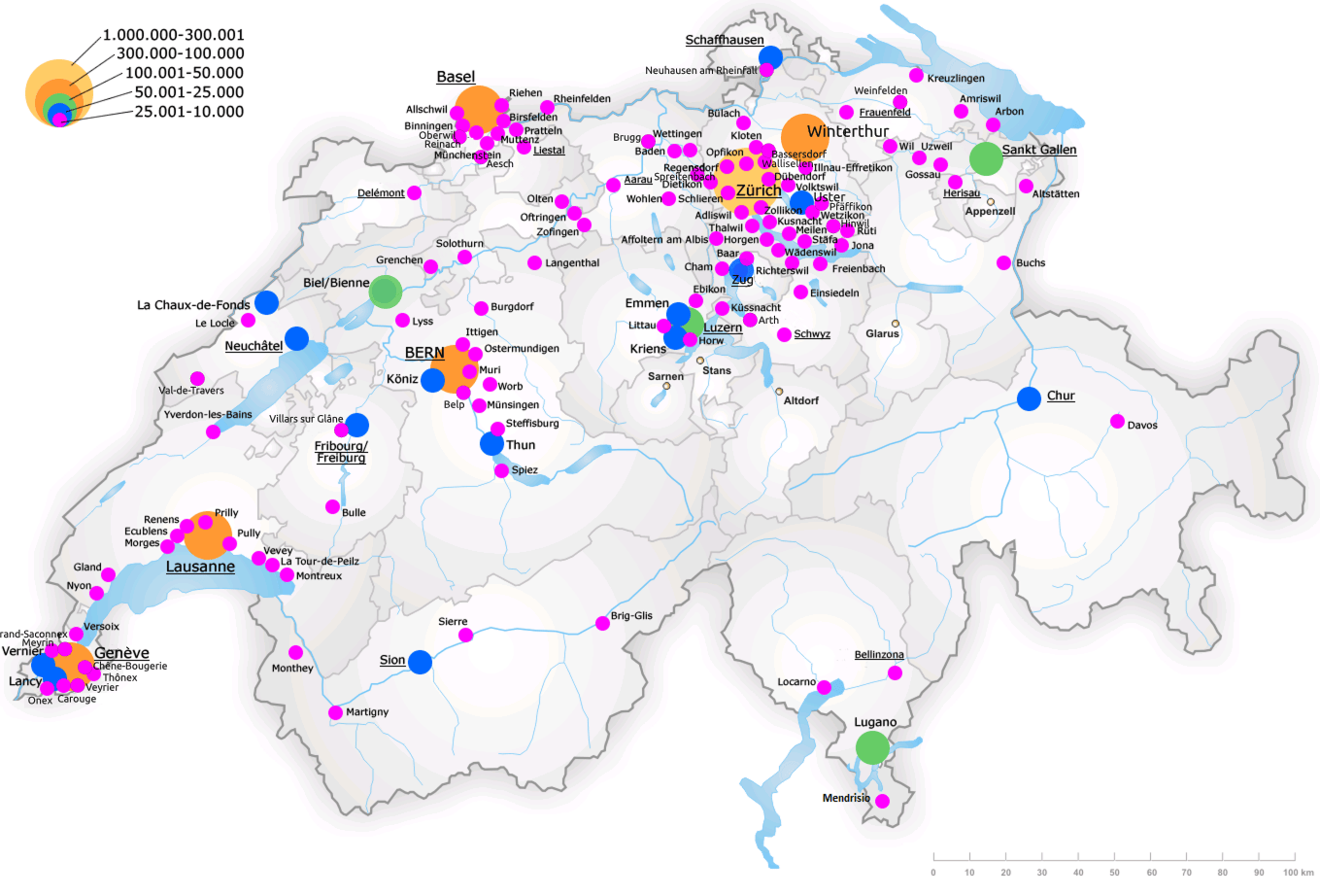 Switzerland Map With Cities.