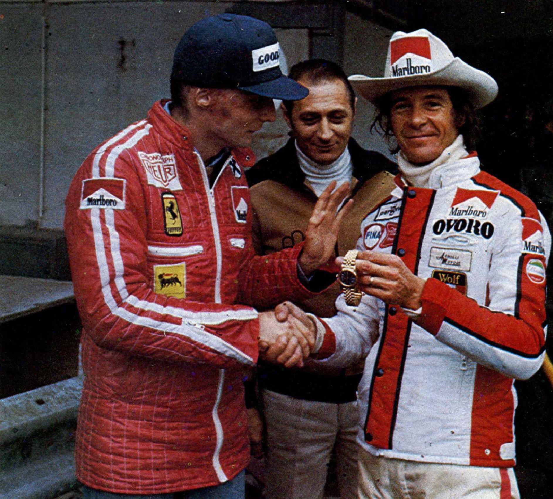 Niki Lauda Offers To Arturo Merzario Who Celebrates His