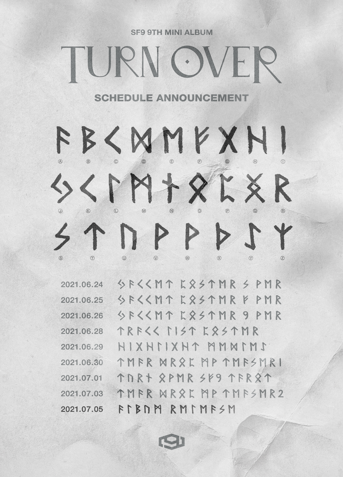 Sf9 unveil mysterious runic comeback schedule teaser for 'turn over'