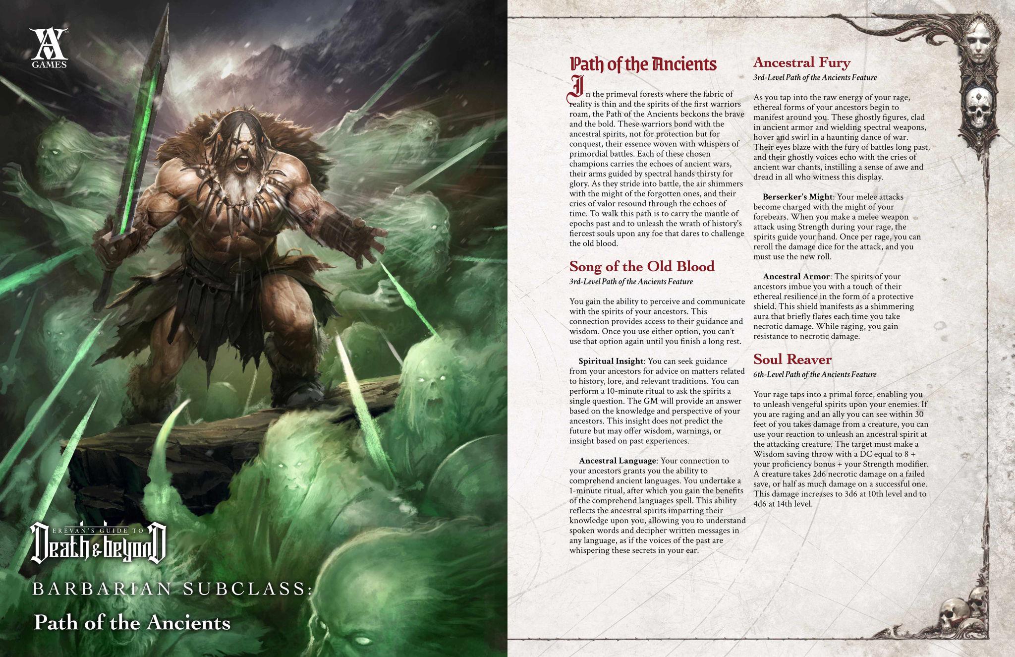 OC] Barbarian Subclass: Path of the Ancestors - A ghastly subclass from Erevans  Guide to Death & Beyond! : rDnD