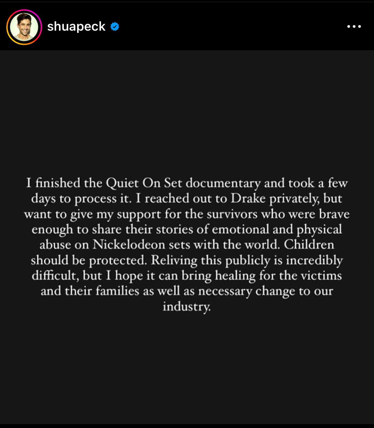 Josh Peck speaks up on Quiet On Set : rpopculturechat