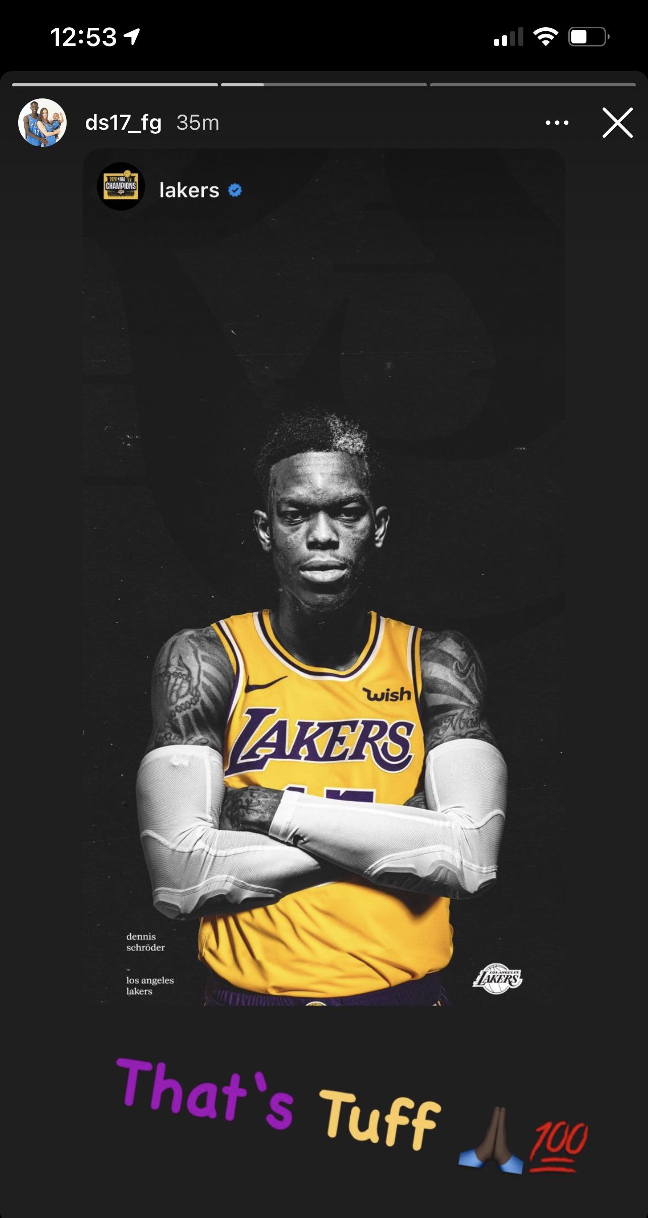 That's tuff, the los angeles lakers point guard commented, which obviously granted him a lot of bad comments. Dennis Schroder Ig Story Post R Lakers