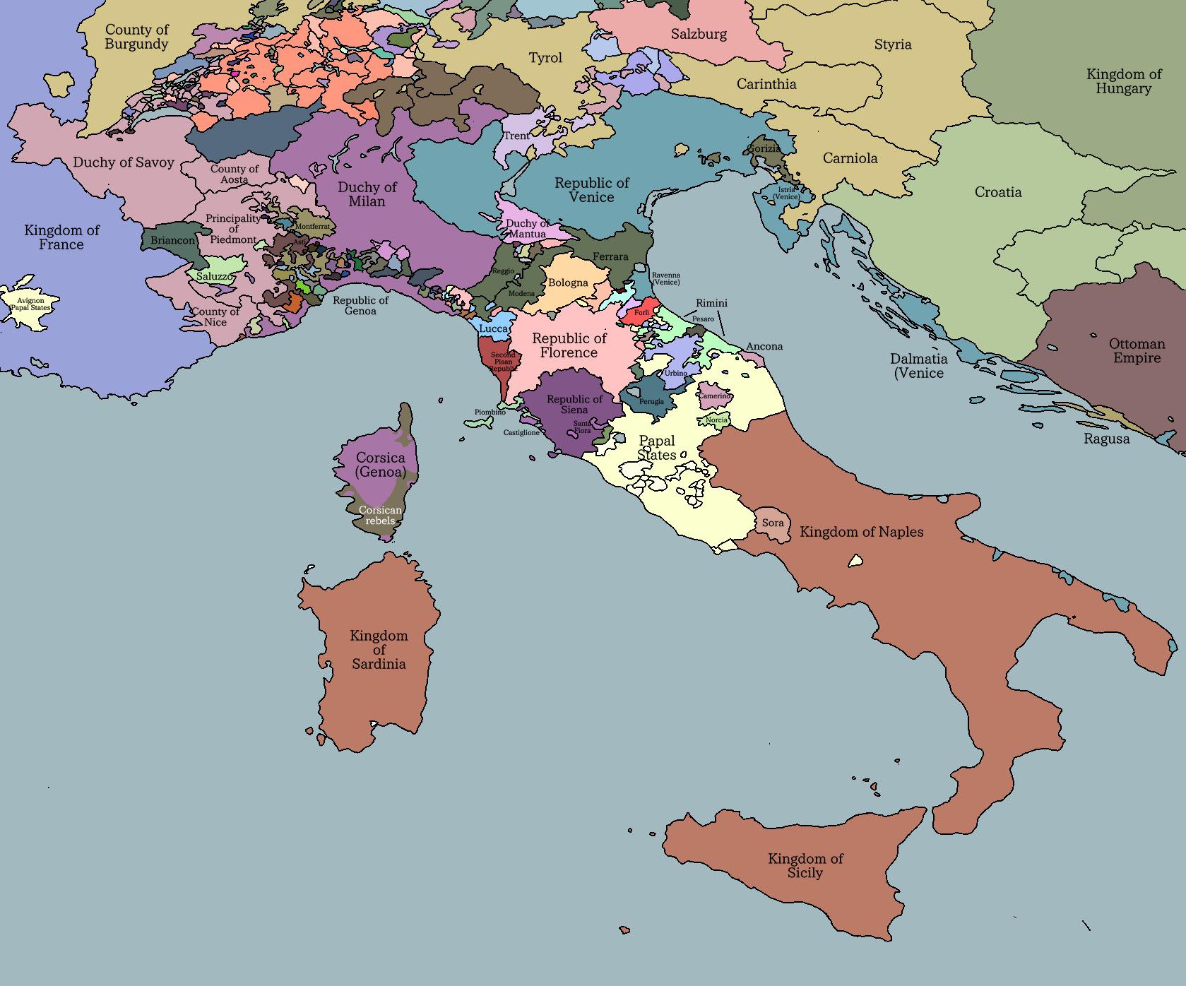1492 Map Of Italy 