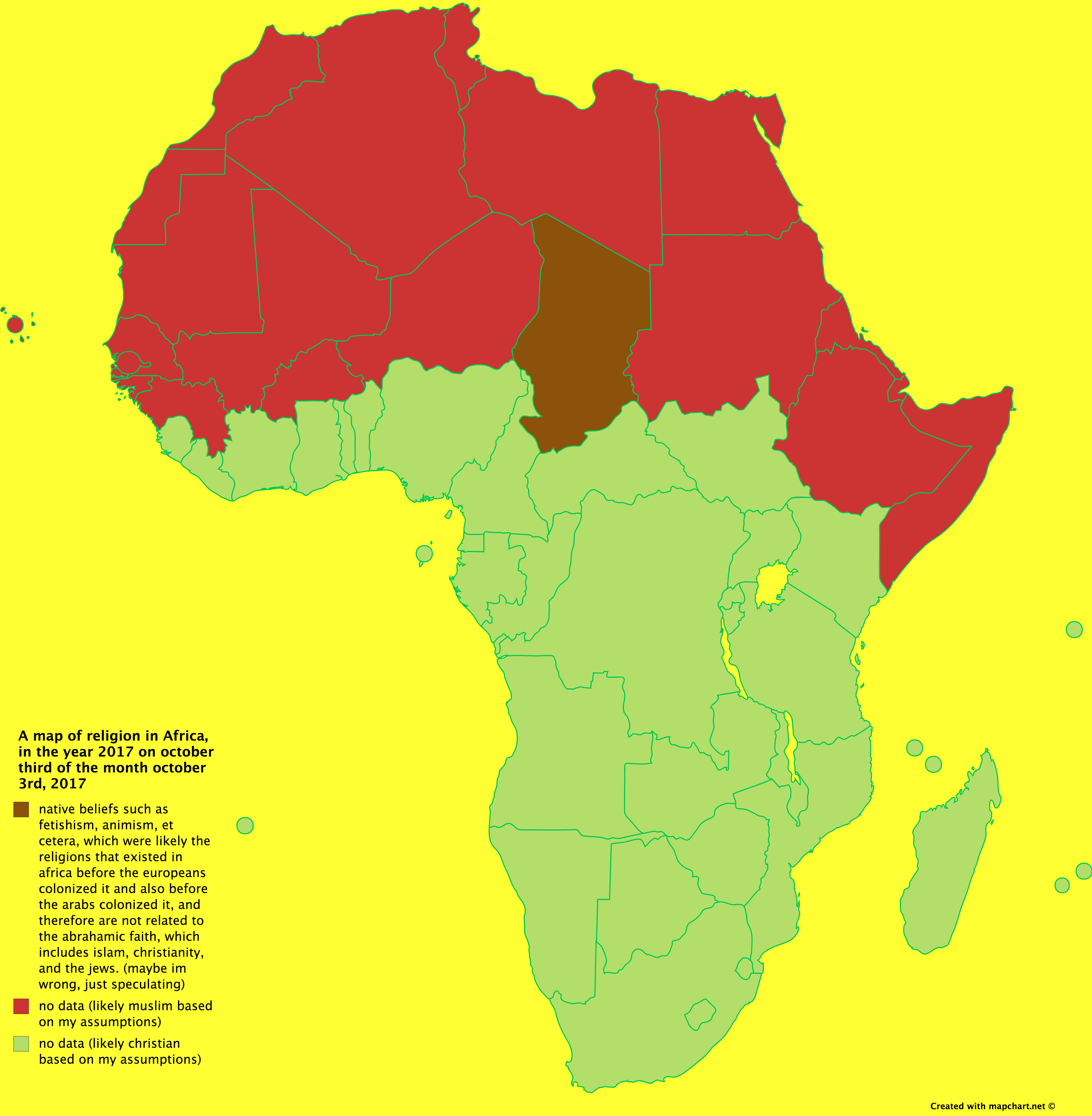 Map Of Religion In Africa But I Have No Data Includes Data For Both Sudans And Chad R Mapporncirclejerk