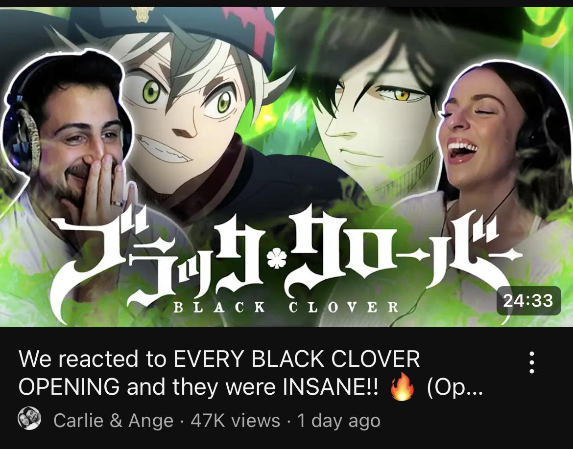 I love how theres still new people reacting to these openings it just shows how peak they are : rBlackClover