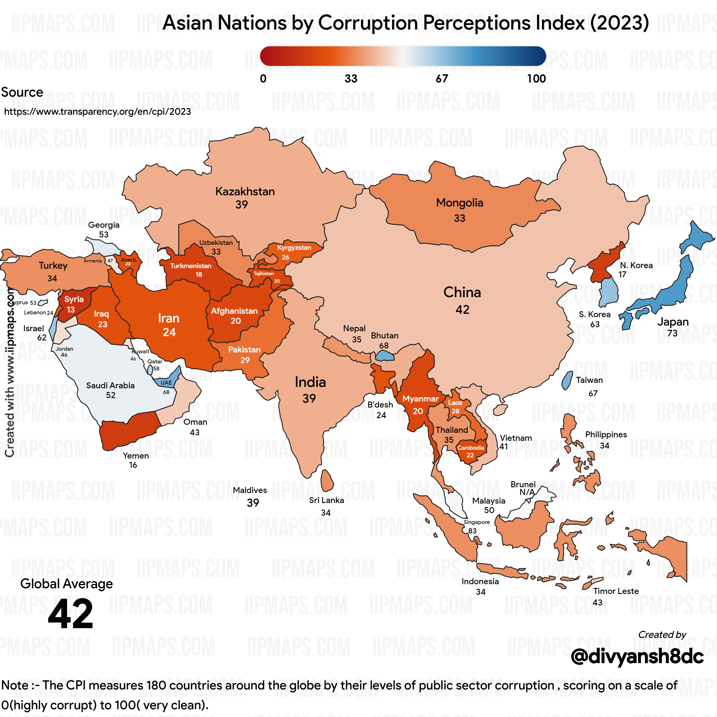 Political Corruption Map CORRUPTION PERCEPTIONS INDEX 2018 Georgia 