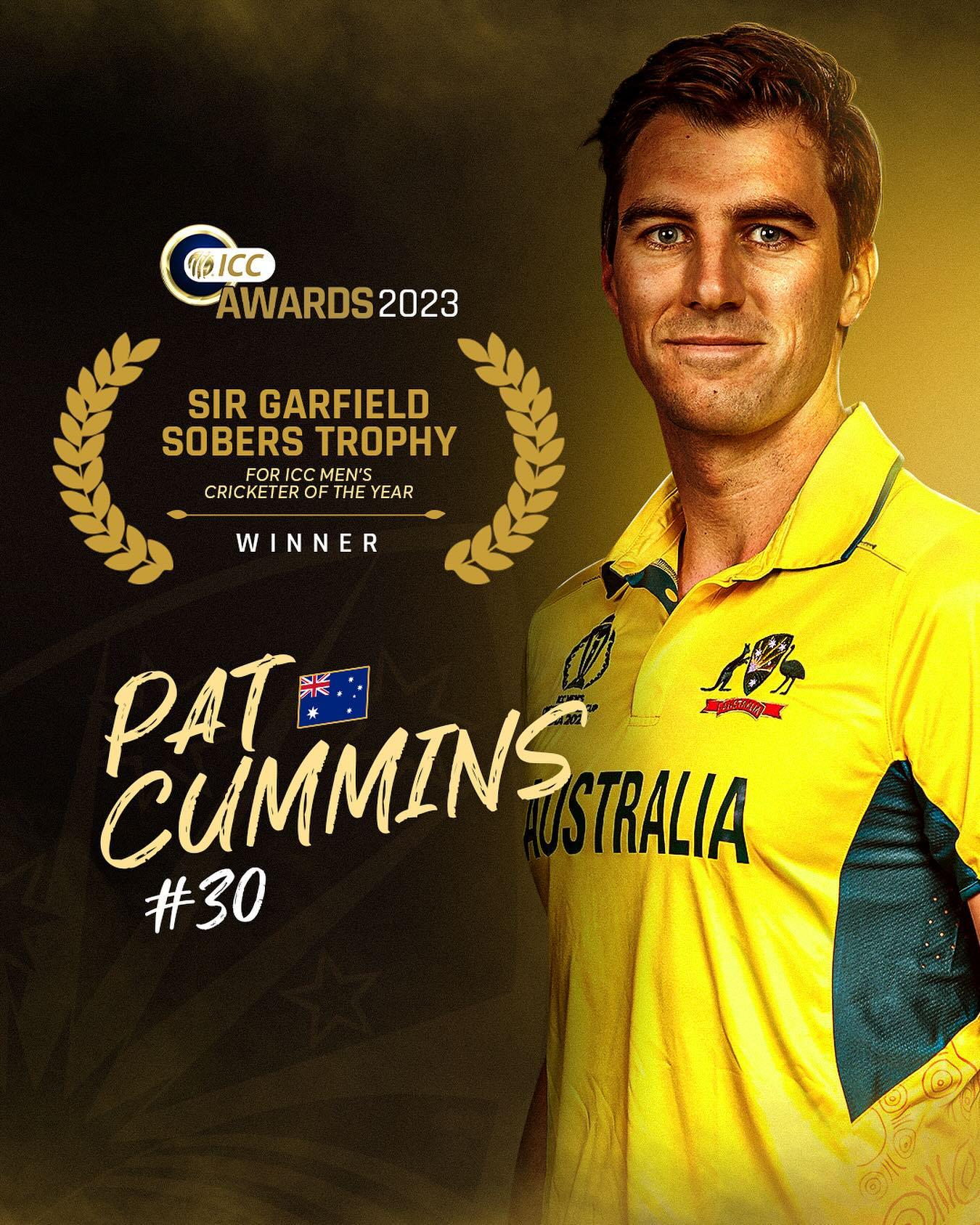 Pat Cummins wins ICC Mens Cricketer of the Year : rCricket