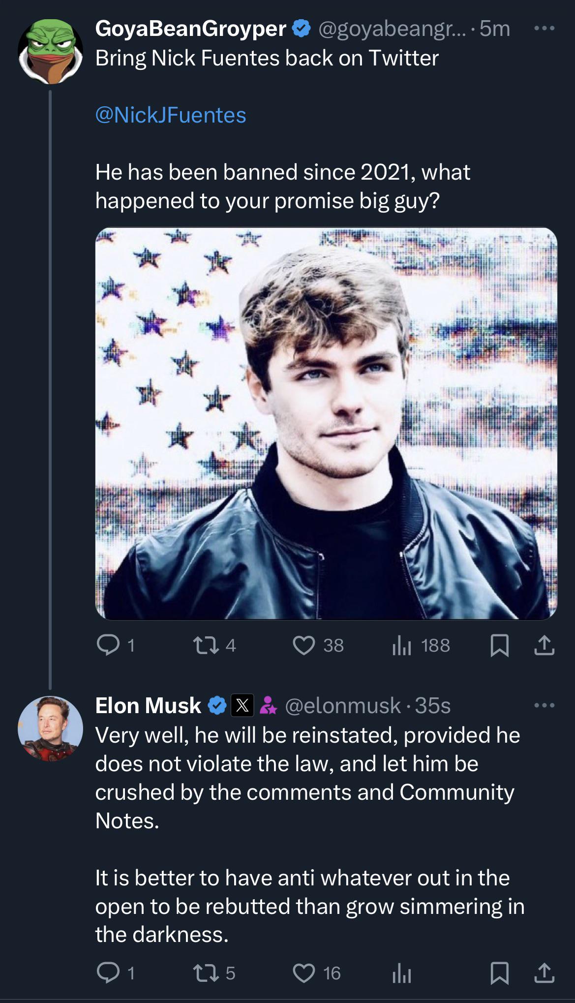 Elon is bringing Nick Fuentes back to twitter : rEnoughMuskSpam