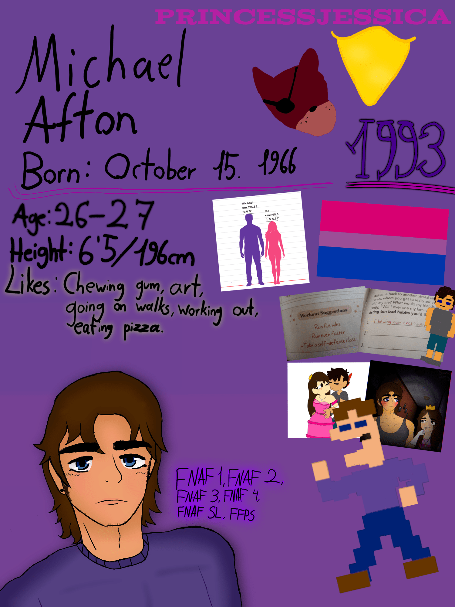 My Michael Afton Character sheet! (ft. Minor self insert) :  rfivenightsatfreddys