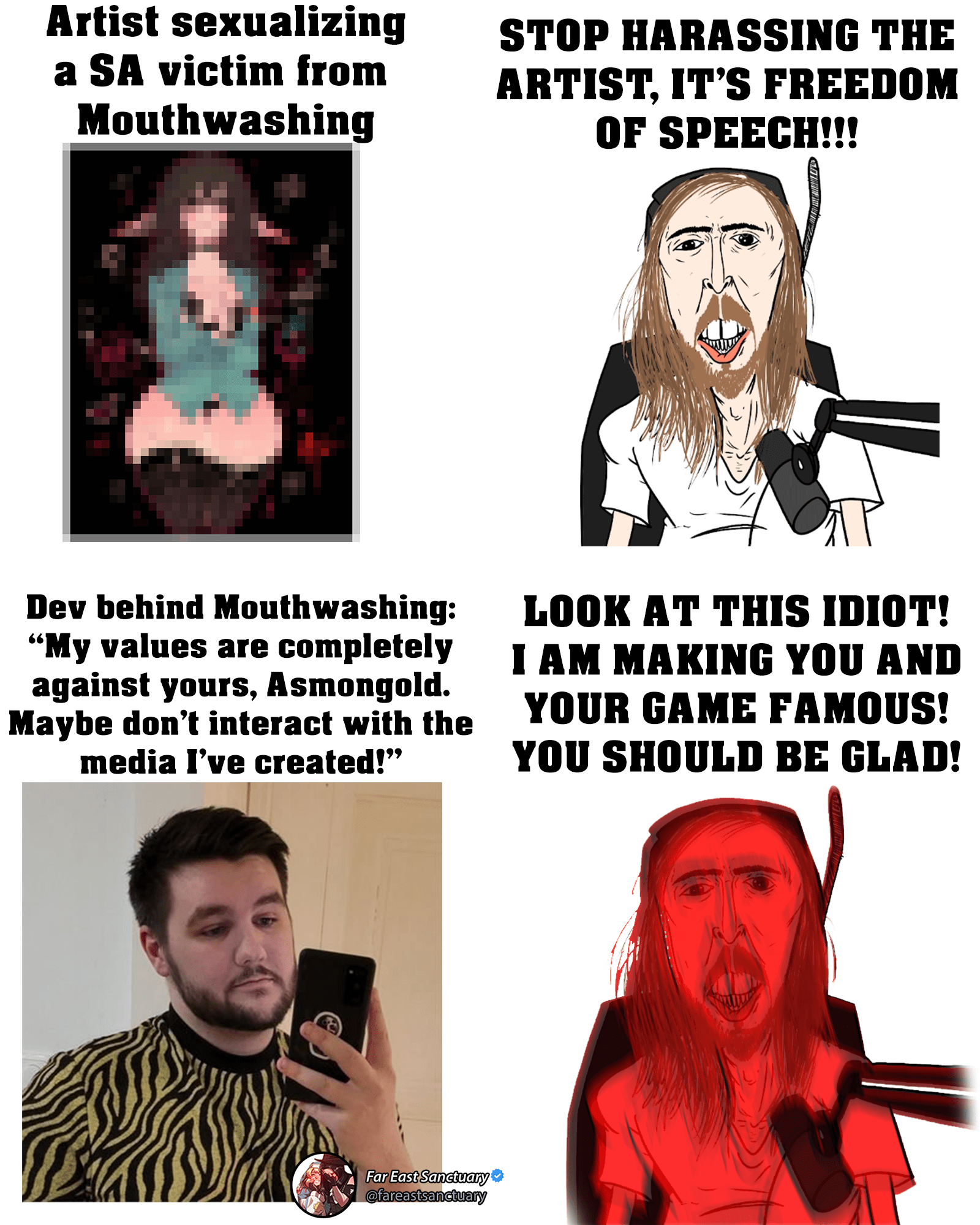 He cannot stop harassing the devs who speak against him : rsaltierthankrayt