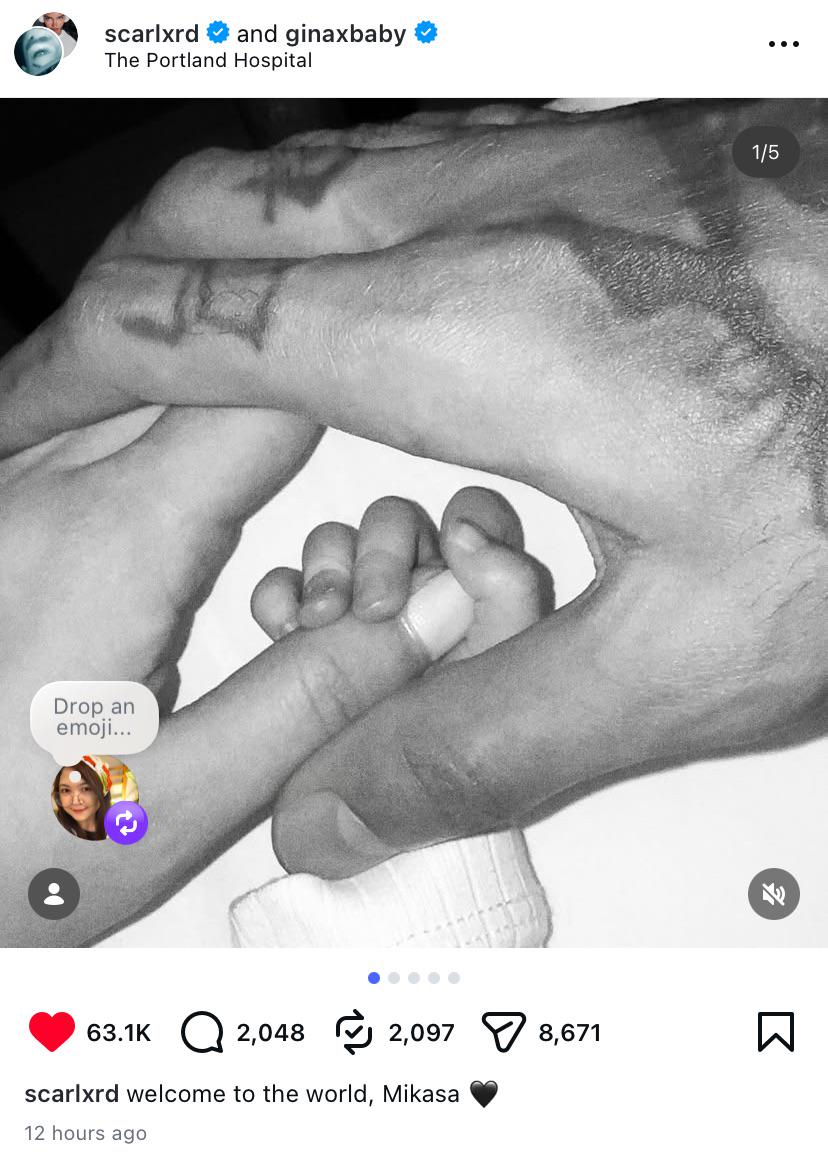 Screamo singer and rapper, Scarlxrd names his child Mikasa : rrap