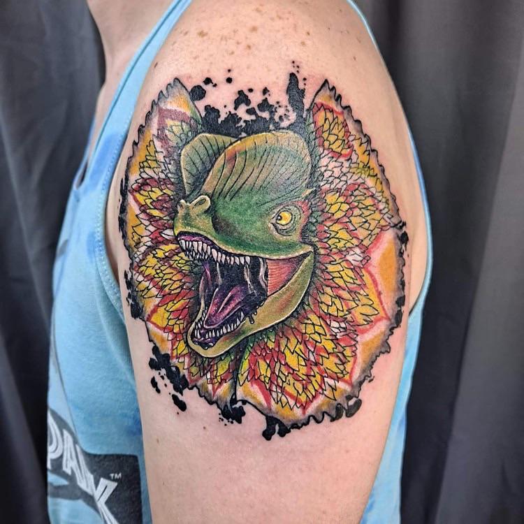 Fetch The Stick Stupid!.” I Love My New Dino Ink! Credit- Shadow_Kits_Art (Insta) At “Death Row Tattoo Studio”, Abilene Tx : R/Jurassicpark 750_x_750_jpg