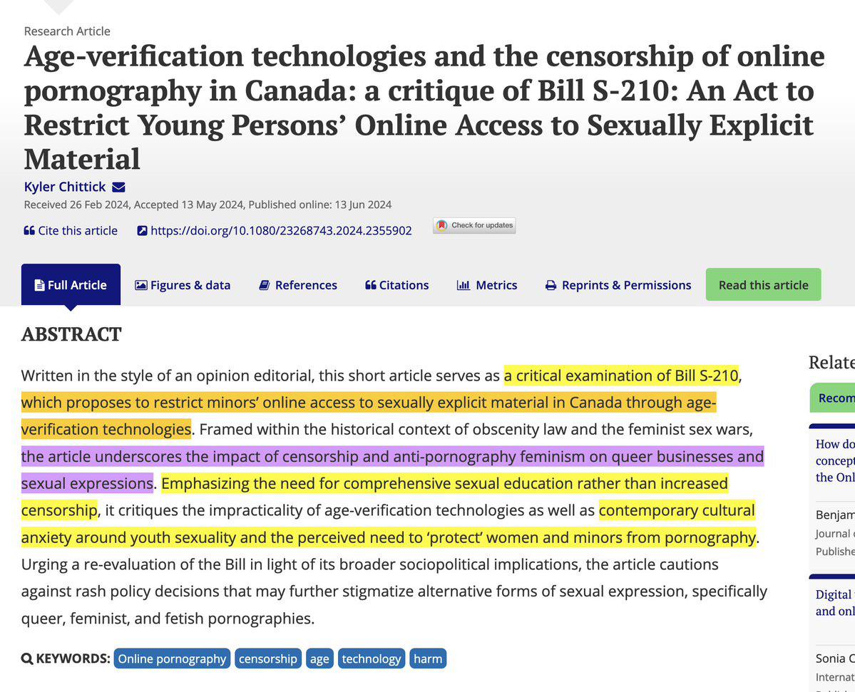 A new article in Porn Studies argues against restricting minors access to  pornography because such censorship violates a childs sexual  expressions. 🚩🚩 : rfourthwavewomen
