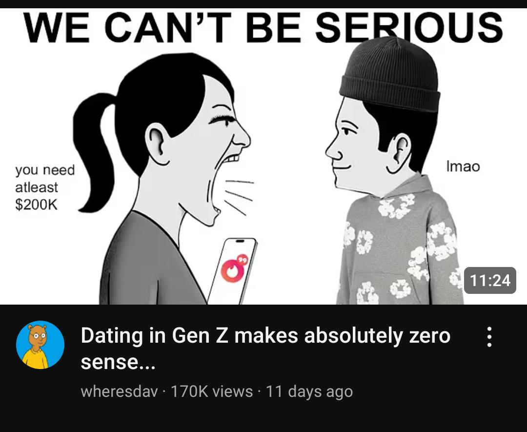 Кто-нибудь еще путается от идеи, что все женщины хотят 6-значные зарплаты,  6 дюймов, 6 футов и т. д., и что это проблема? Что свидания настолько  ограничены ИЗ-ЗА нереалистичных ожиданий женщин? Я (М)