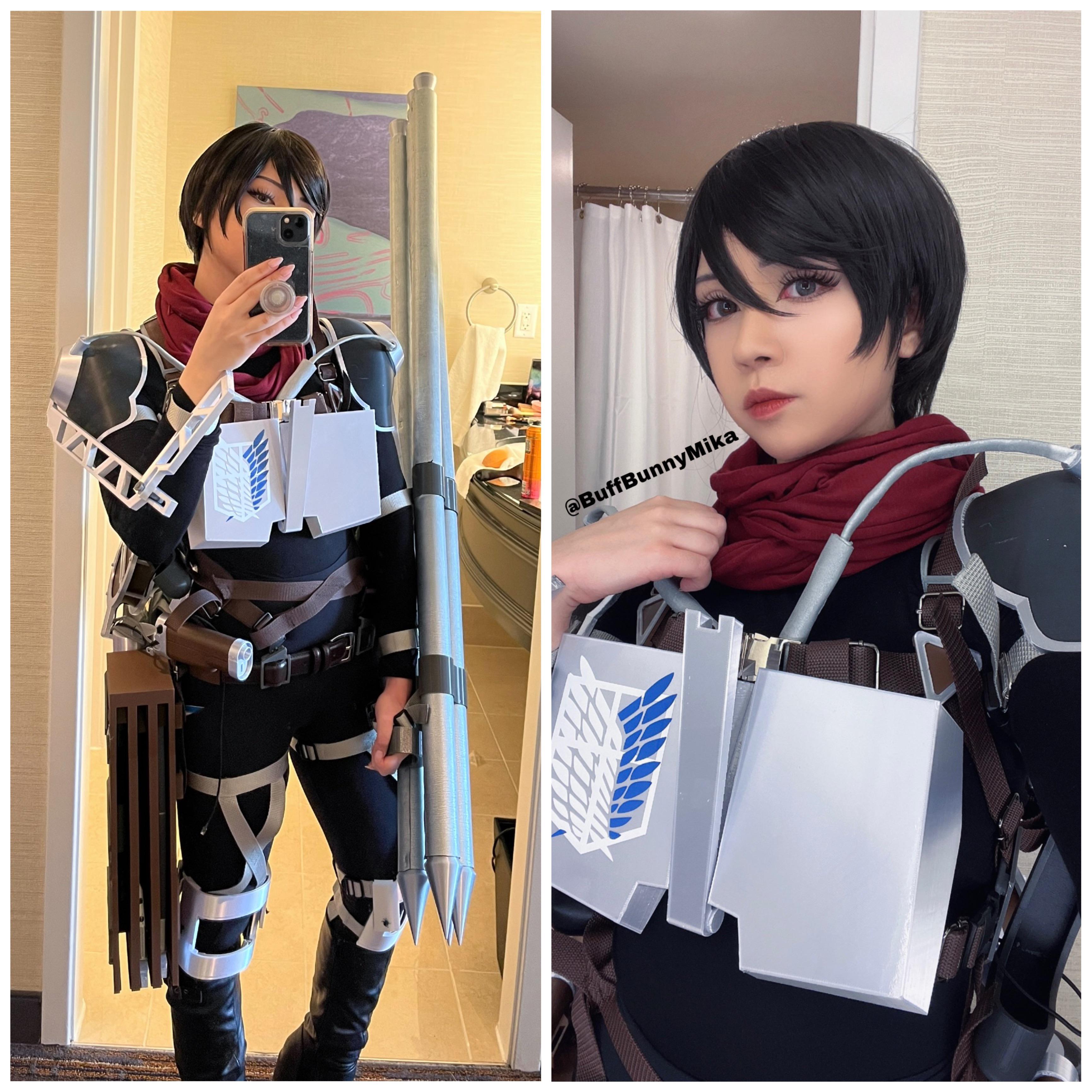 Wanted to share my season 4 mikasa cosplay! gear made by studio lattice