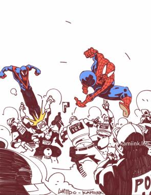 Peter and Miles fighting Ice Police agents (from Kamiink)