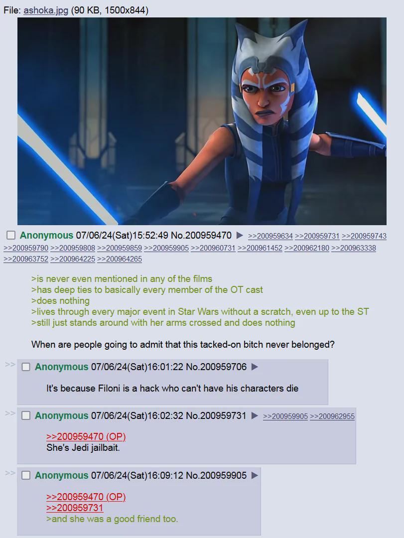 Anon doesnt like Ahsoka : rgreentext