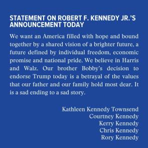 RFK Jr’s siblings condemn their brother’s endorsement of Trump.