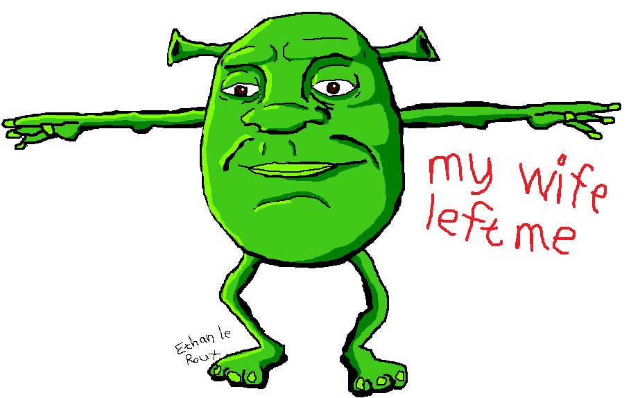Salut,s'est trop cool pour appendre a dessiner shrek. A shrek wazowski drawing i did on ms paint : Shrek