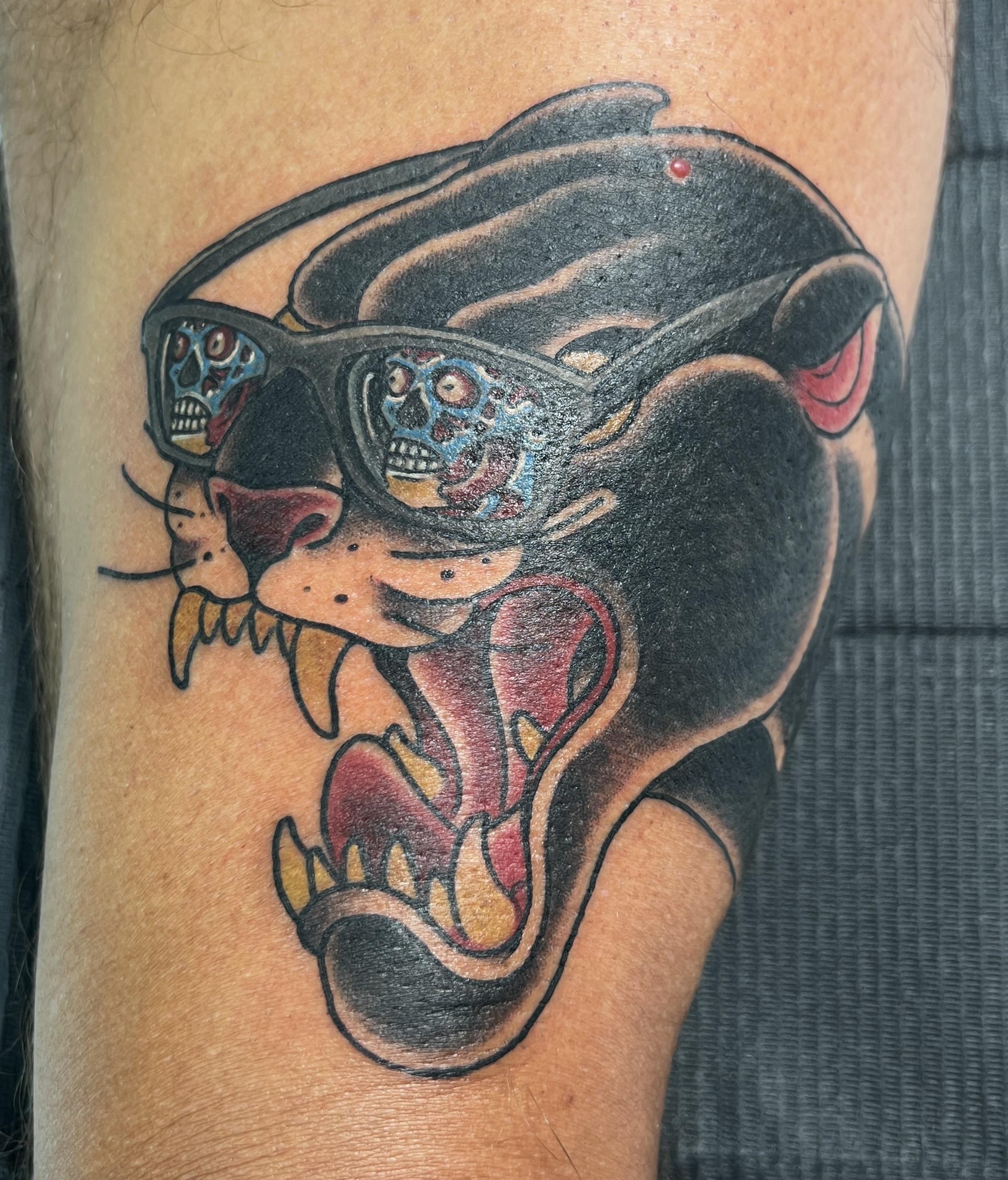 They Live Panther Head by David Glantz, Archive Tattoo, Toronto, Canada. :  rtraditionaltattoos