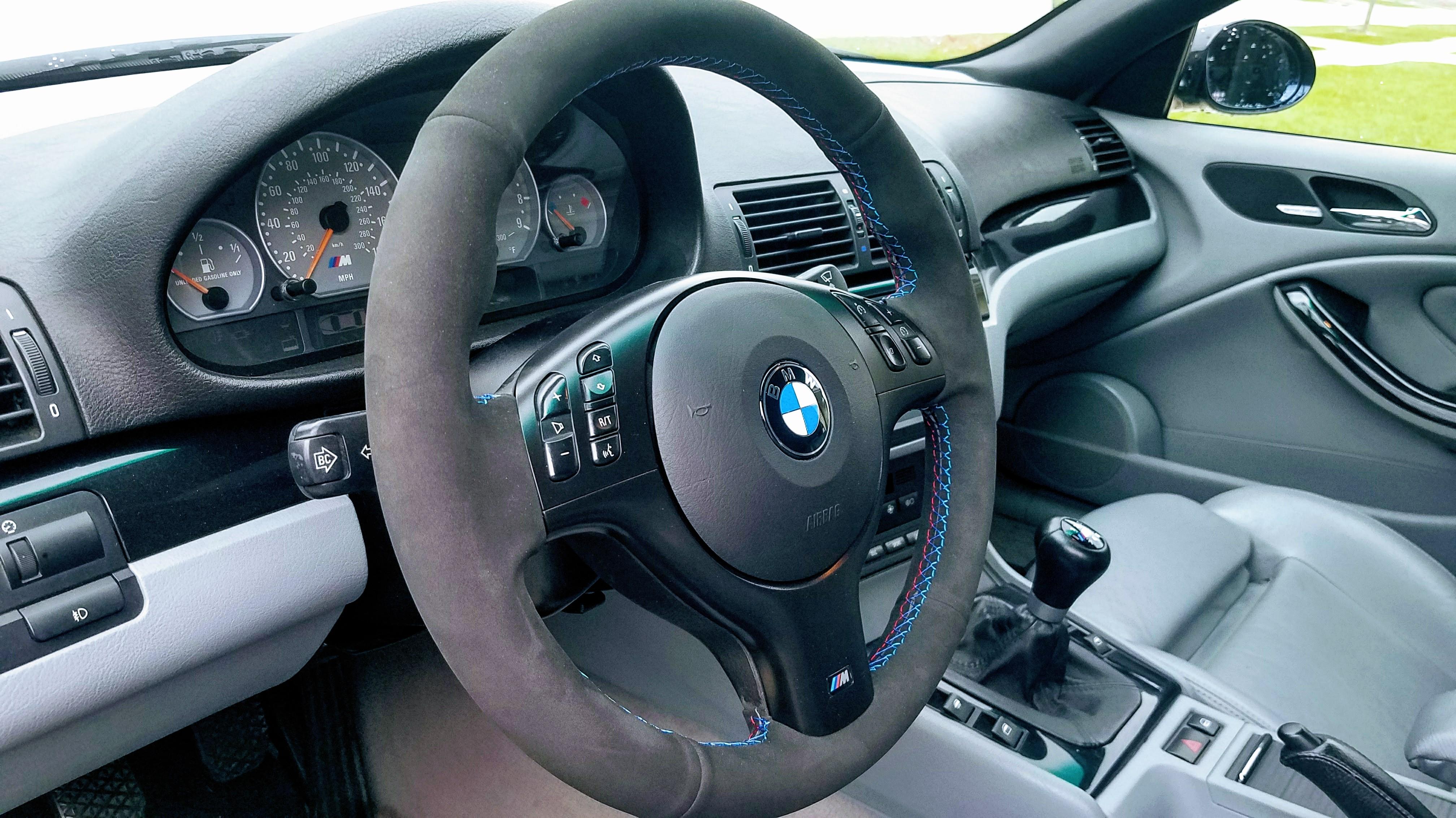 Alcantara wrapped my e46 m3 steering wheel. turned out better than i